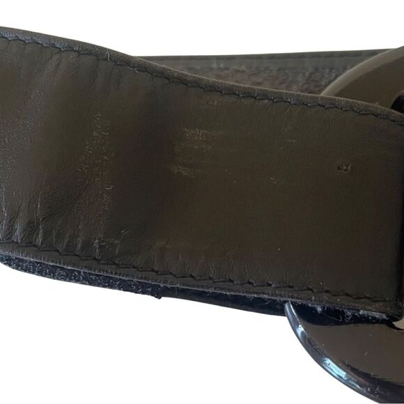 VINTAGE Doncaster Suede Leather Belt With Mother of Pearl Buckle Black - Picture 4 of 8